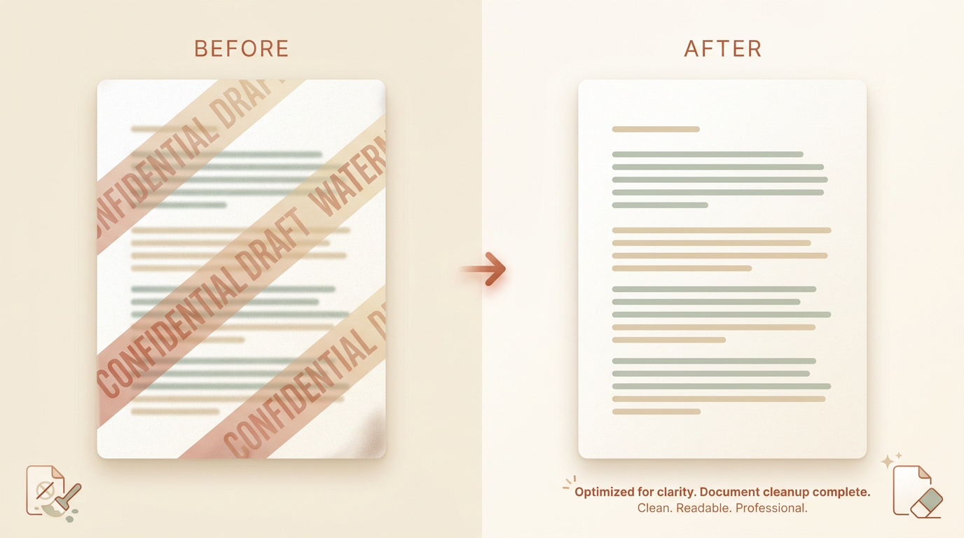 PDF page before and after a CONFIDENTIAL stamp is removed